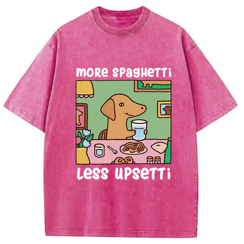 Modecanvas Doxie Eating Spaghetti Washed T-Shirt