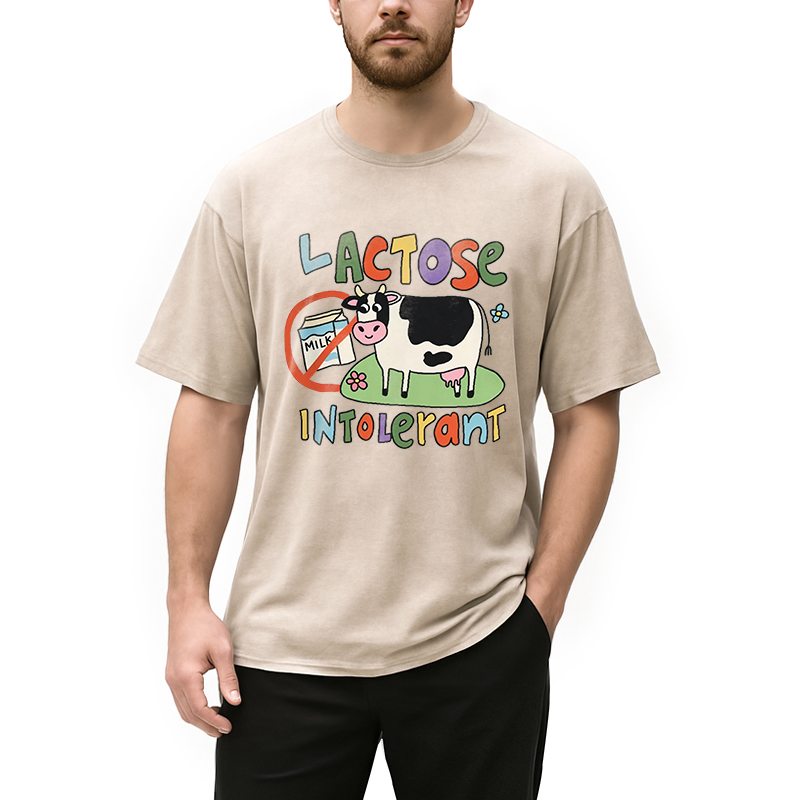 Modecanvas Lactose Intolerant Funny Meme DTG Printing Washed T-Shirt