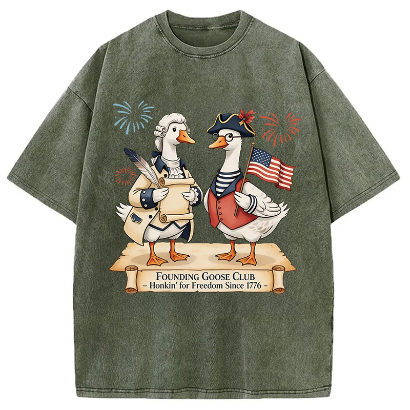 Modecanvas Founding Goose Club DTG Printing Washed T-Shirt