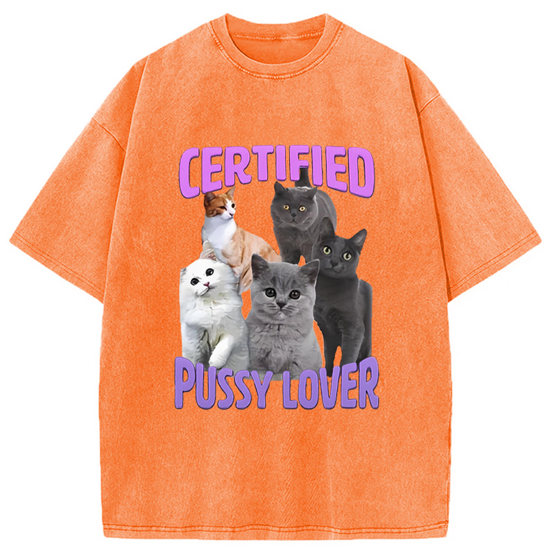 Modecanvas Certified Pussy Lover Washed T-Shirt
