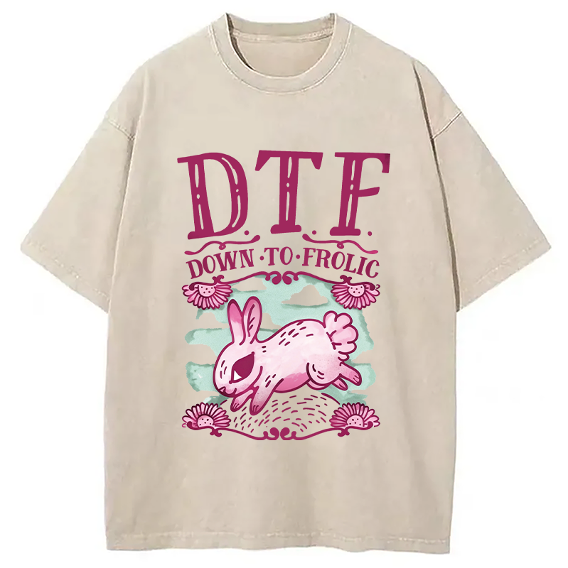 Modecanvas DTF Down To Frolic DTG Printing Washed T-Shirt