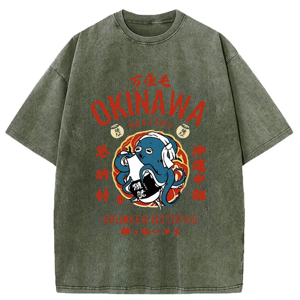 Modecanvas Okinawa Drunken Octopus Washed T-Shirt
