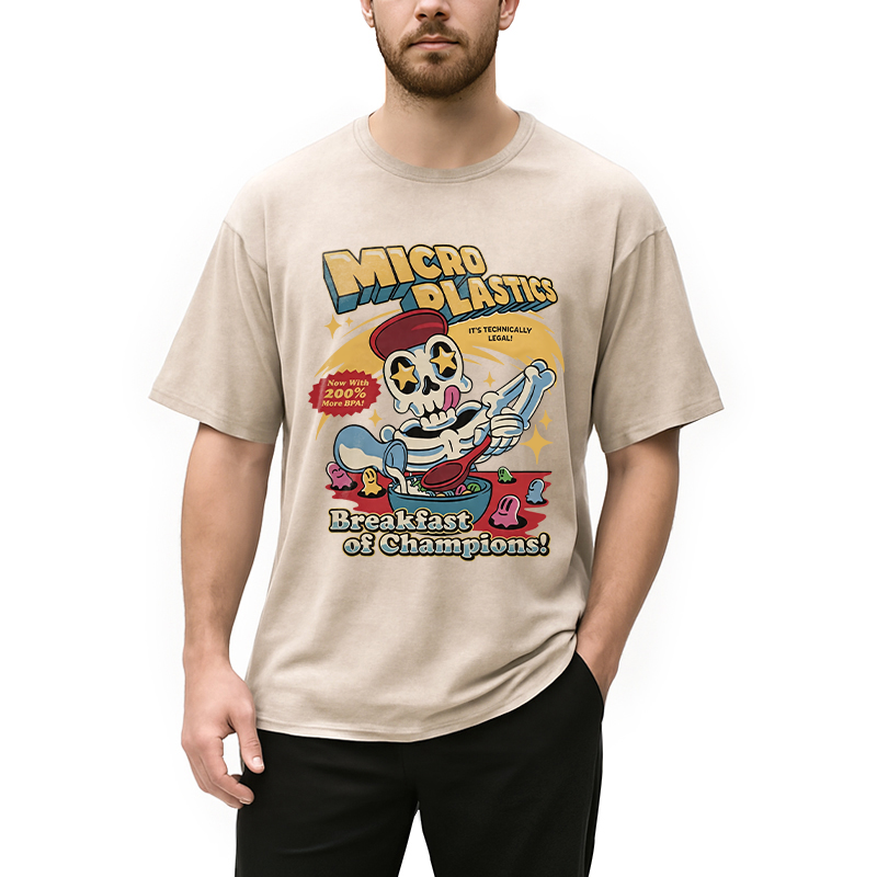Modecanvas Microplastics Skeleton Meme DTG Printing Washed T-Shirt