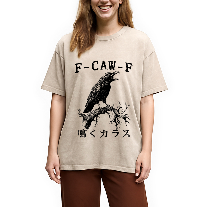 Modecanvas Funny Crow Call Washed T-Shirt