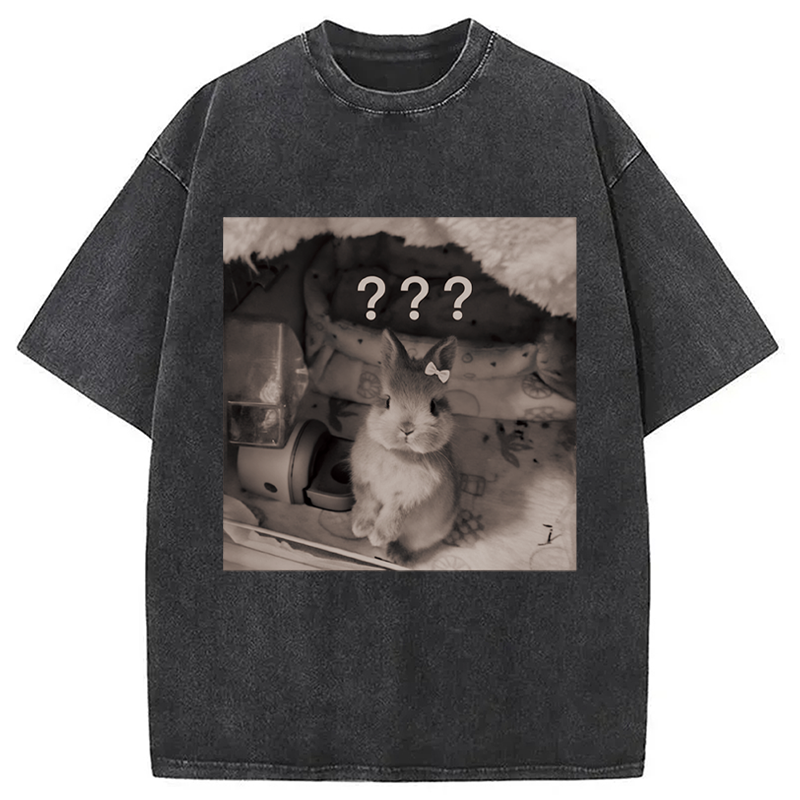 Modecanvas Cute Rabbit Valentine DTG Printing Washed T-Shirt