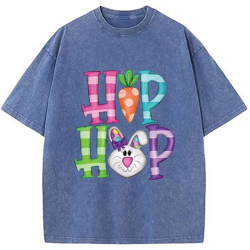 Modecanvas Hip Hop Easter Bunny DTG Printing Washed T-Shirt