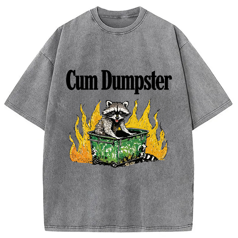 Modecanvas Cum Dumpster Raccoon DTG Printing Washed T-Shirt