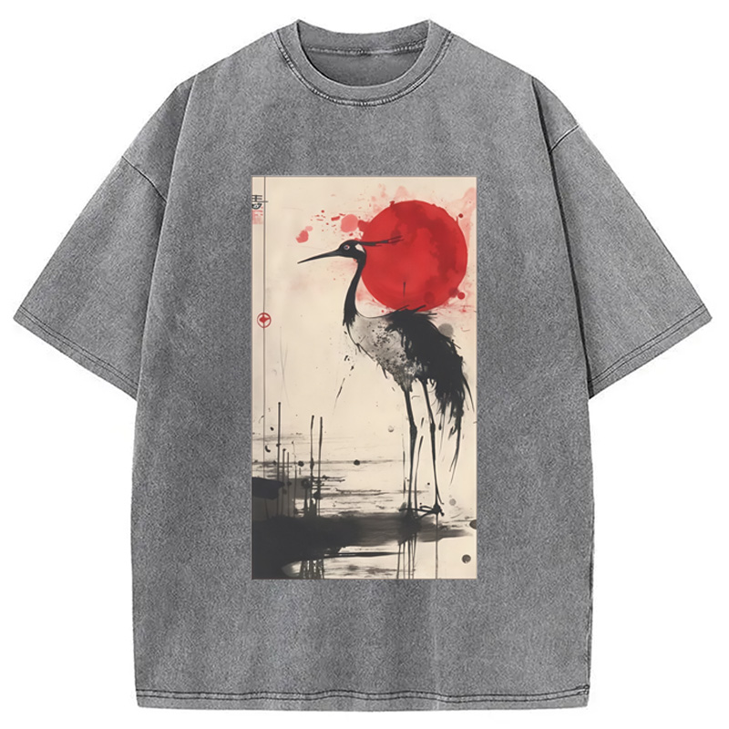 Modecanvas Japanese Crane Washed T-Shirt