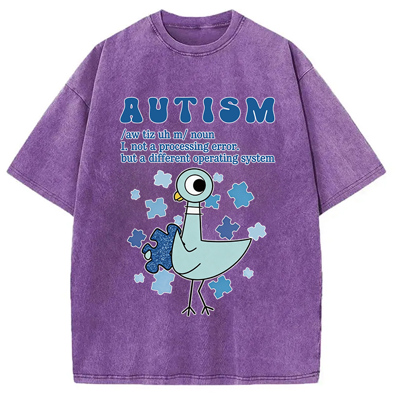 Modecanvas Autism Pigeon DTG Printing Washed T-Shirt