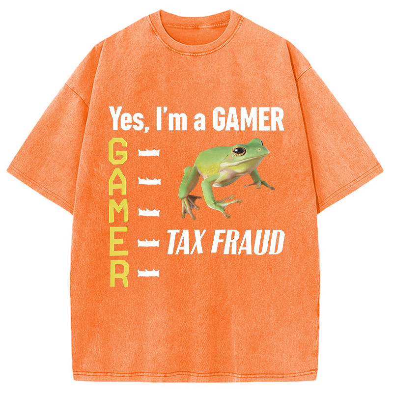 Modecanvas Frog Gamer Meme Washed T-Shirt