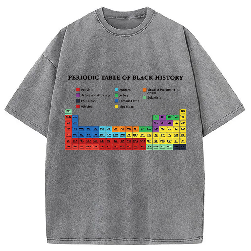 Modecanvas Periodic Table Of Black History DTG Printing Washed T-Shirt