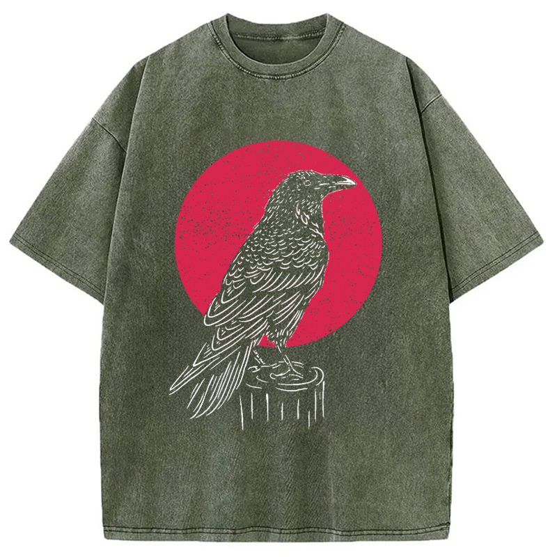 Modecanvas Viking Raven Crow Witchcraft Occult Pagan Washed T-Shirt