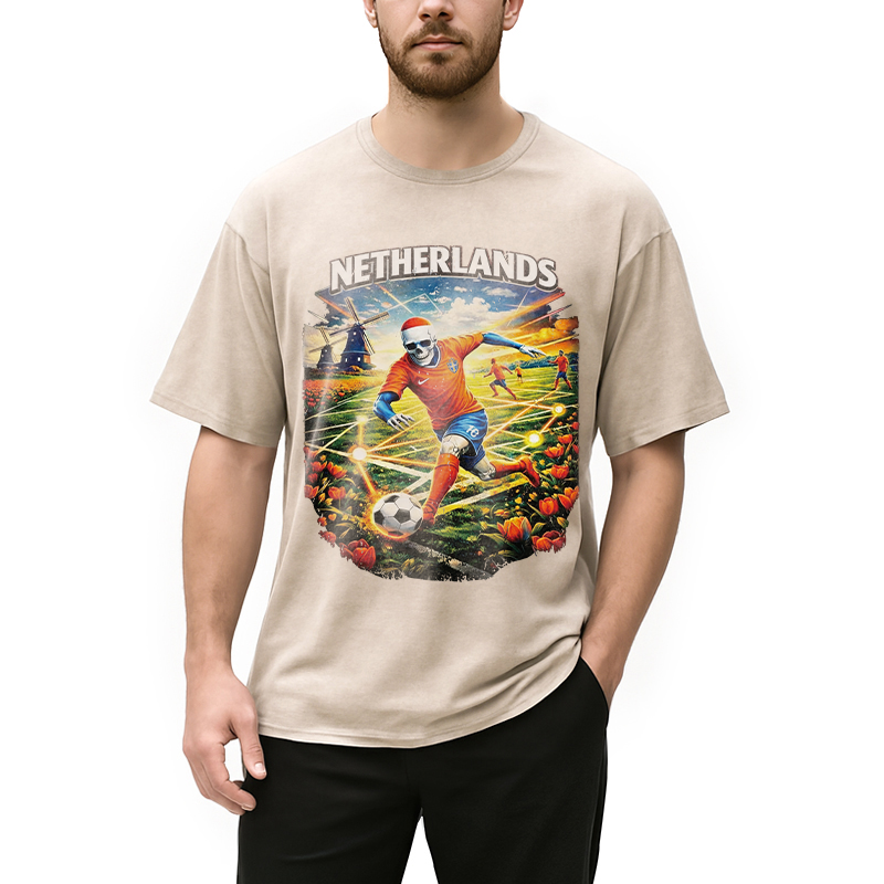 Modecanvas Holland Football DTG Printing Washed T-Shirt