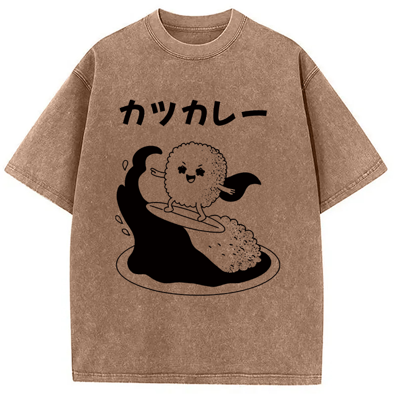 Modecanvas Surfer Sushi DTG Printing Washed T-Shirt