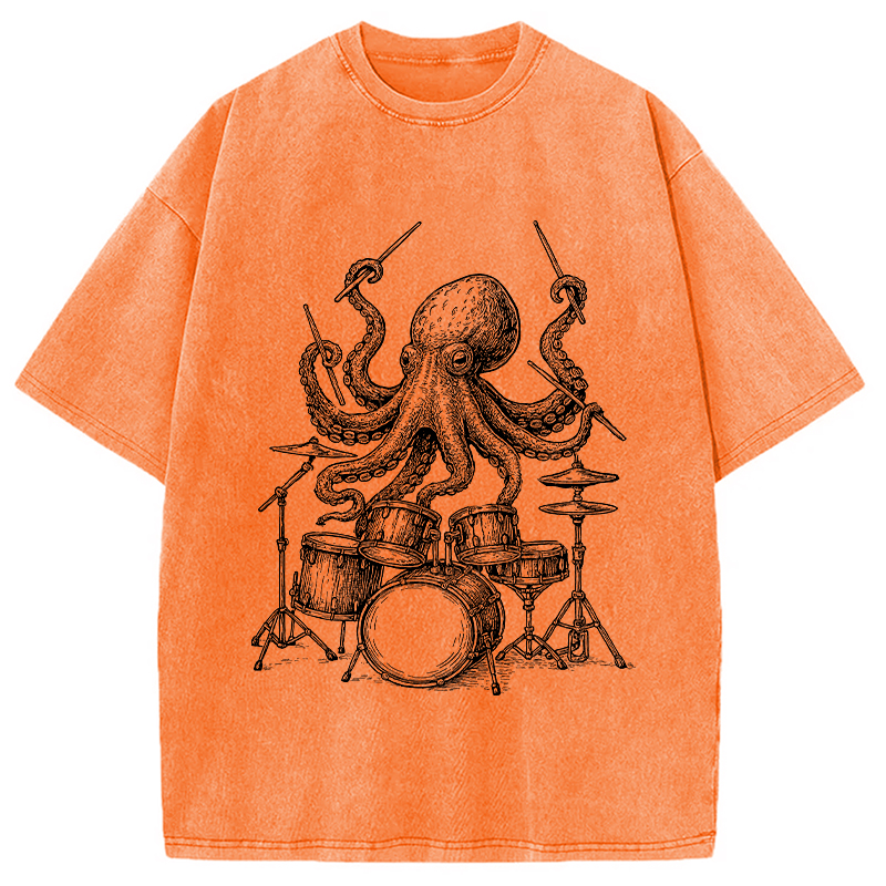 Modecanvas Octopus Drummer Washed T-Shirt