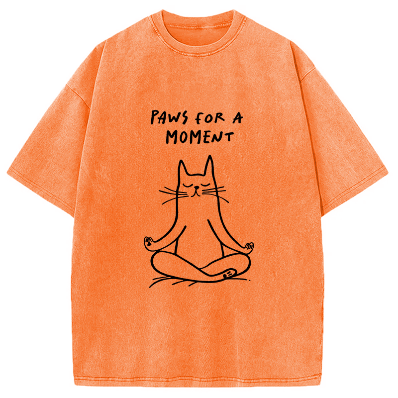 Modecanvas Yoga Zen Cat DTG Printing Washed T-Shirt