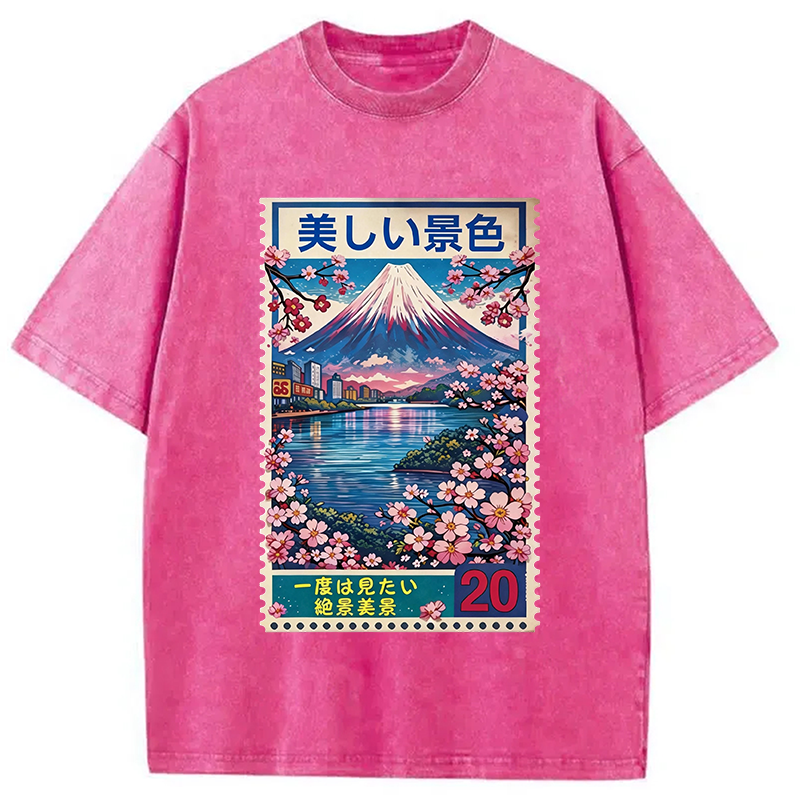Modecanvas Springtime Scenery DTG Printing Washed T-Shirt