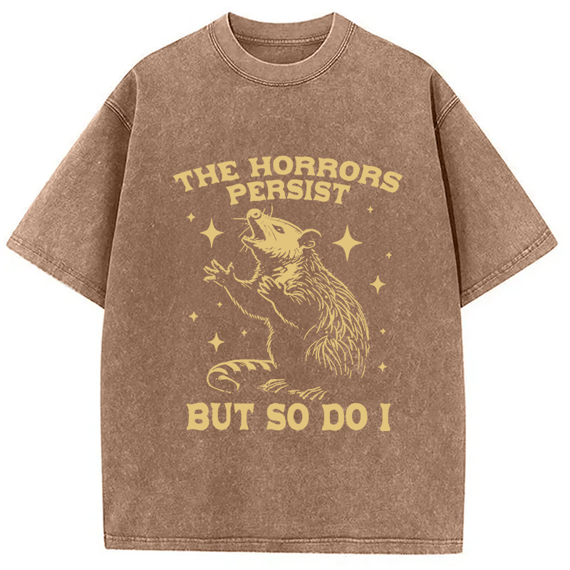 Modecanvas Funny Angry Opossum Possum Washed T-Shirt