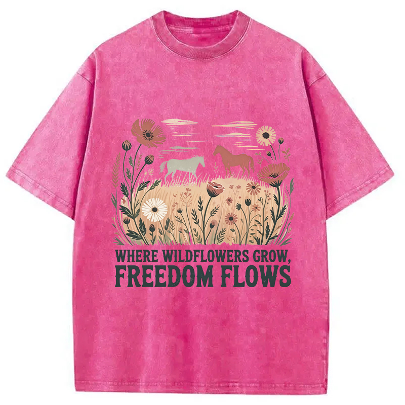Modecanvas Wild-flowers DTG Printing Washed T-Shirt