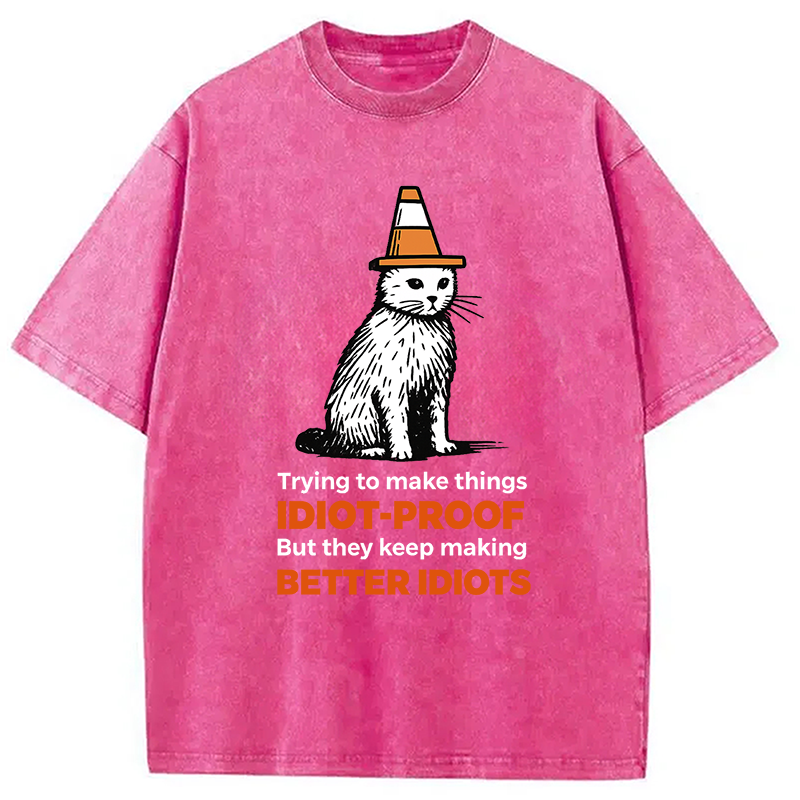 Modecanvas Stupid Cat Washed T-Shirt