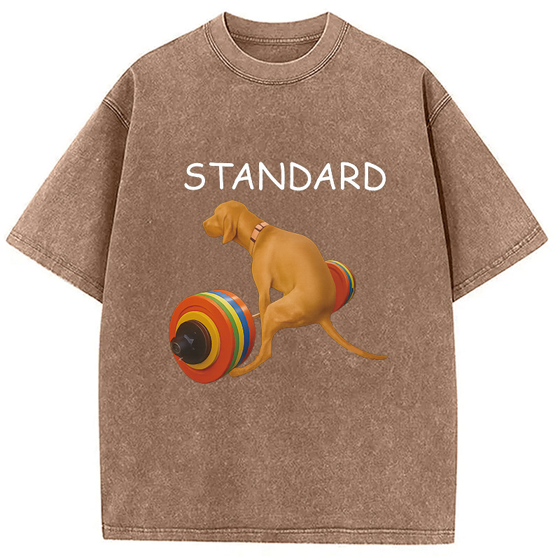 Modecanvas Standard Dog FItness Meme Washed T-Shirt