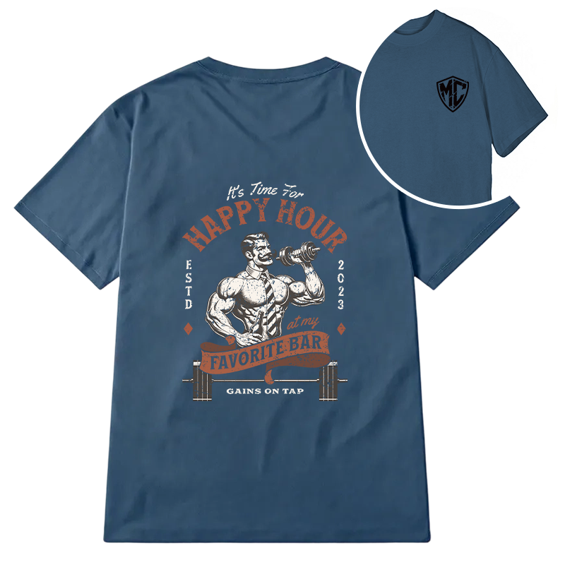 Modecanvas Happy Hour At The Gym Funny DTG Printing Back Classic T-Shirt