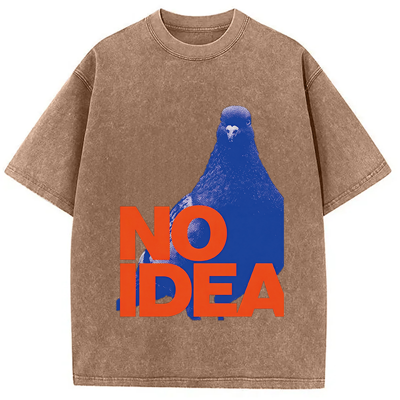 Modecanvas Funny Bird Pigeon Have No Idea DTG Printing Washed T-Shirt
