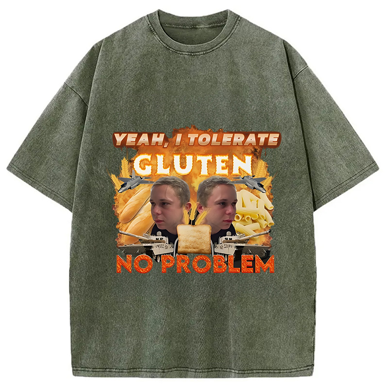 Modecanvas I Tolerate Gluten Meme Washed T-Shirt