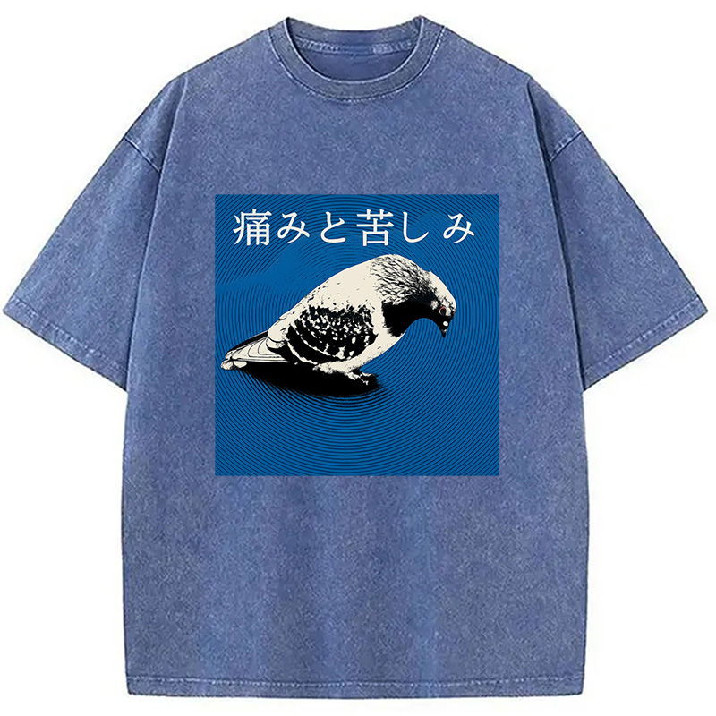 Modecanvas Anguish Pigeon Japanese Washed T-Shirt