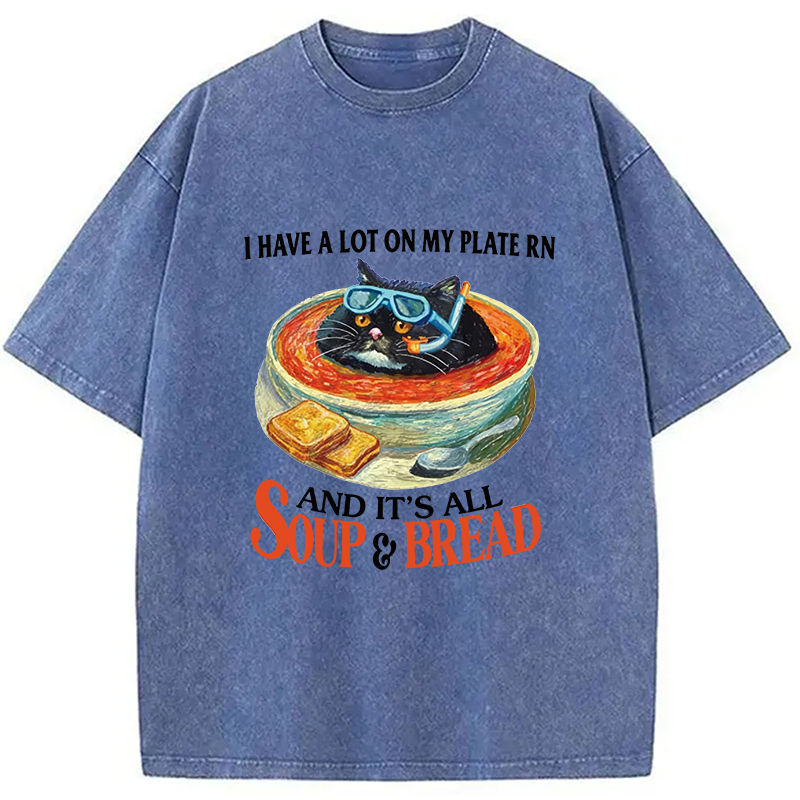 Modecanvas Soup And Bread DTG Printing Washed T-Shirt