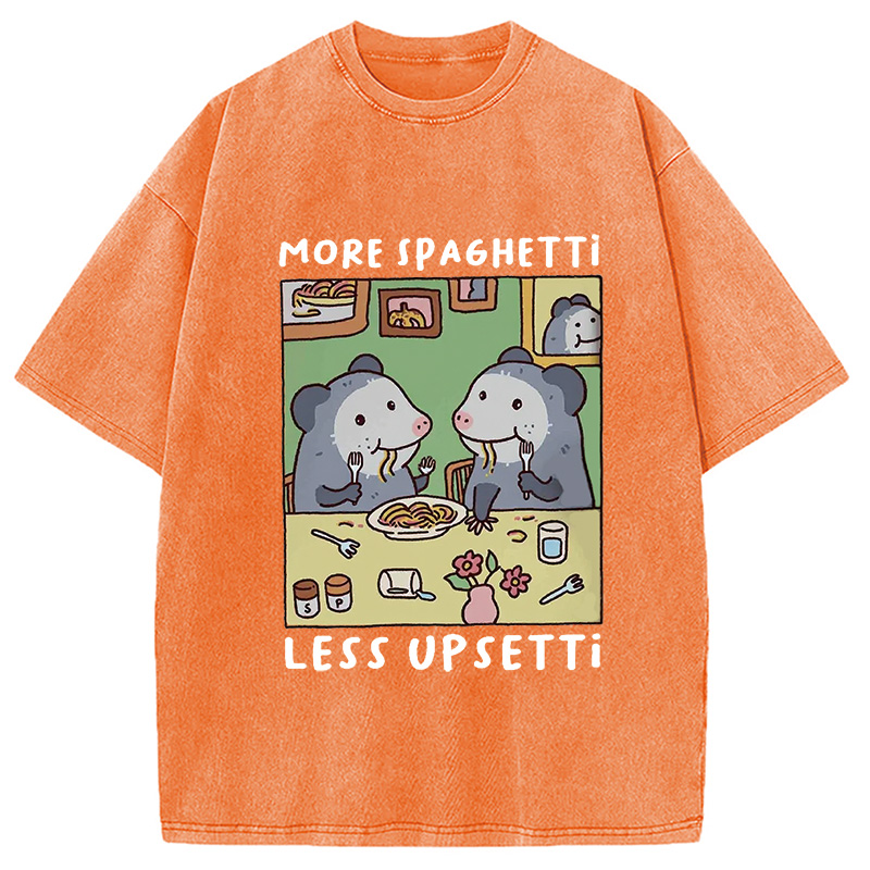 Modecanvas Possums Eating Spaghetti Washed T-Shirt