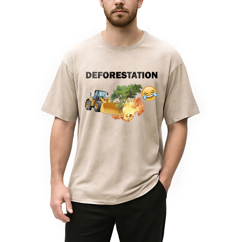 Modecanvas Deforestation DTG Printing Washed T-Shirt