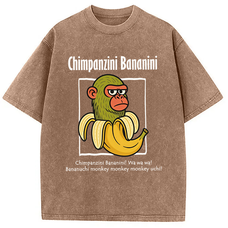 Modecanvas Chimpanzini Bananini Funny DTG Printing Washed T-Shirt