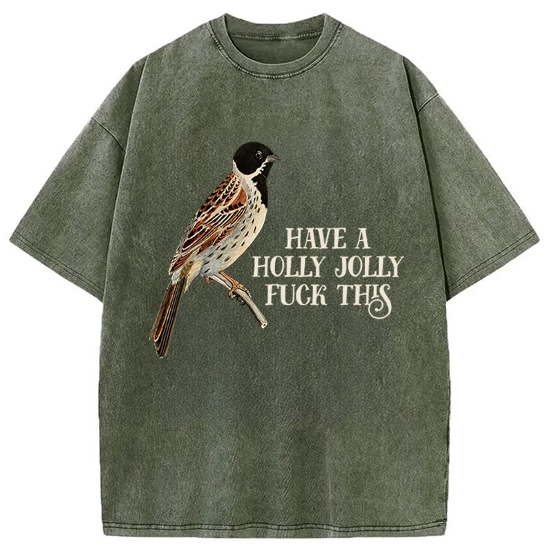 Modecanvas Have a Holly Jolly DTG Printing Washed T-Shirt