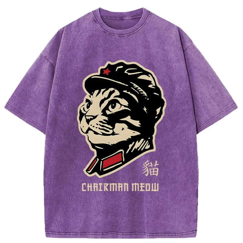 Modecanvas Chinese Spirit Cat Washed T-Shirt