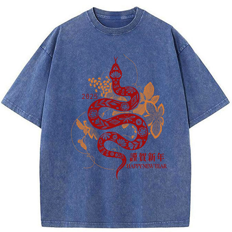 Modecanvas Welcome The Year Of The Snake Washed T-Shirt