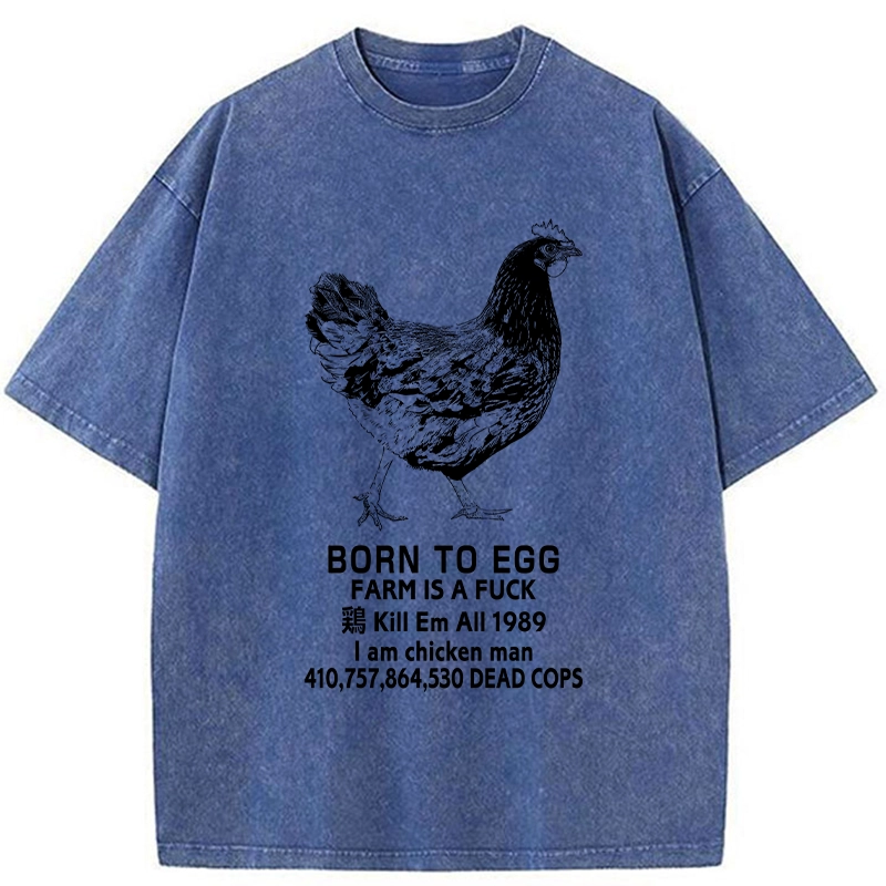 Modecanvas Born To Egg Washed T-Shirt-modecanvas