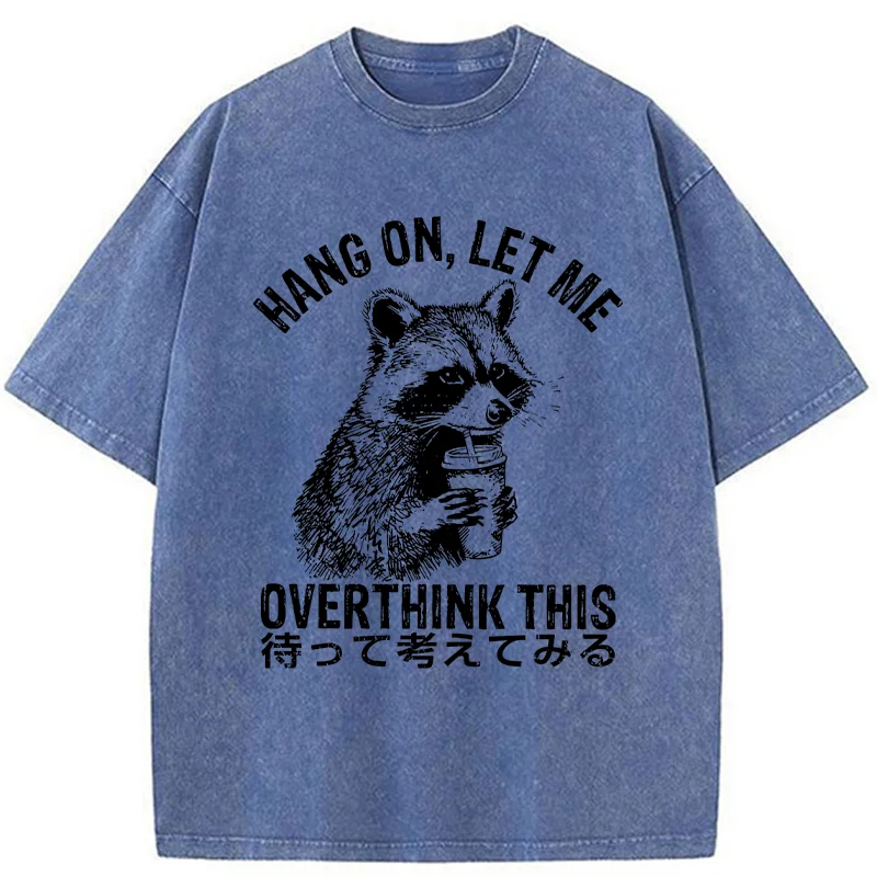 Modecanvas Overthink Raccoon Washed T-Shirt-modecanvas
