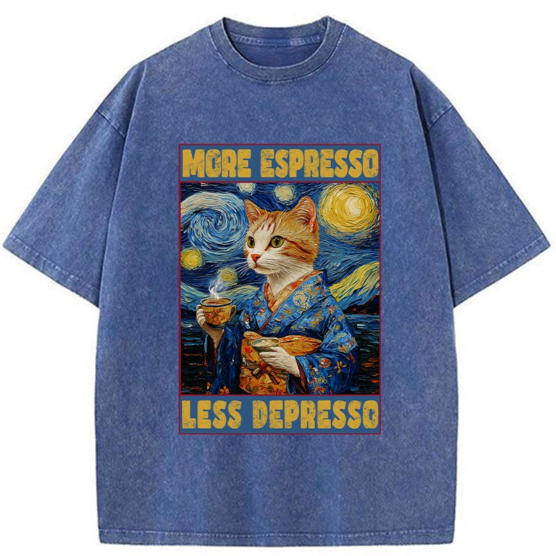 Modecanvas Funny More Espresso Less Depresso Washed T-Shirt
