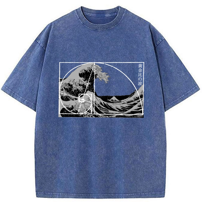 Modecanvas Golden Ratio Wave DTG Printing Washed T-Shirt-modecanvas
