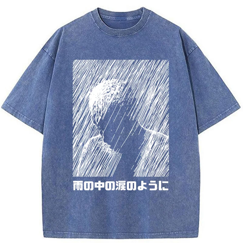Modecanvas People In The Rain DTG Printing Washed T-Shirt-modecanvas