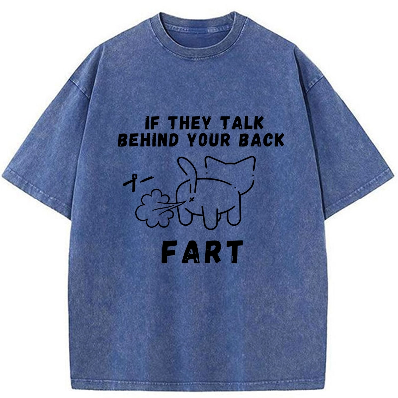 Modecanvas Funny Farting Cat Washed T-Shirt
