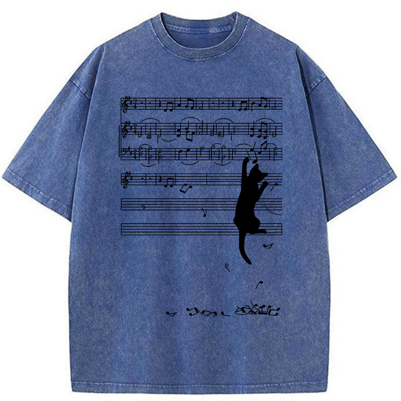 Modecanvas Black Cat Sabotage Washed T-Shirt