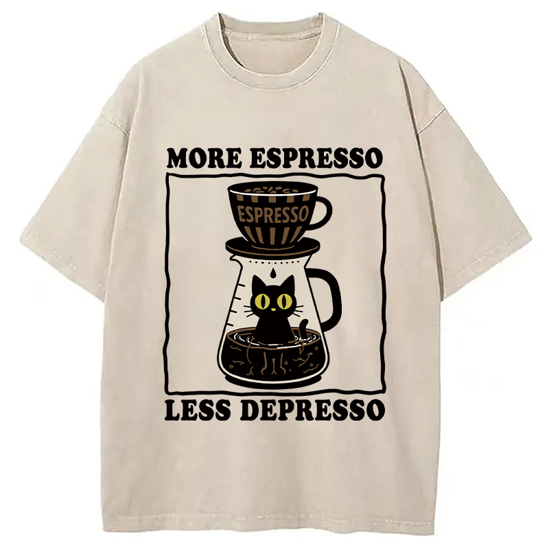 Modecanvas Cats And Coffee Washed T-Shirt
