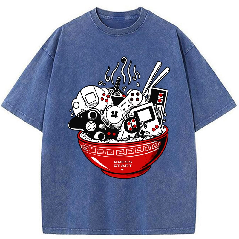 Modecanvas Press To Start The Game Washed T-Shirt