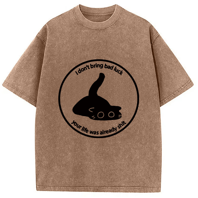 Modecanvas Cat Are Not The Source Of Bad Luck Washed T-Shirt