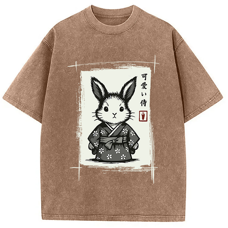Modecanvas Woodcut Bunny Washed T-Shirt