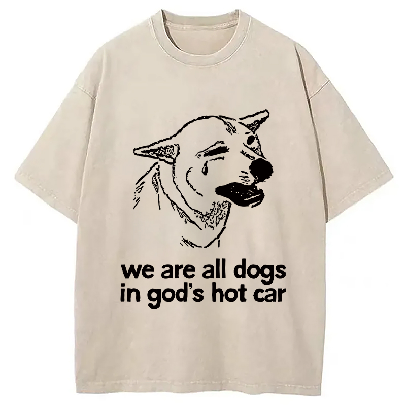 Modecanvas Sad Dog Funny Washed T-Shirt-modecanvas