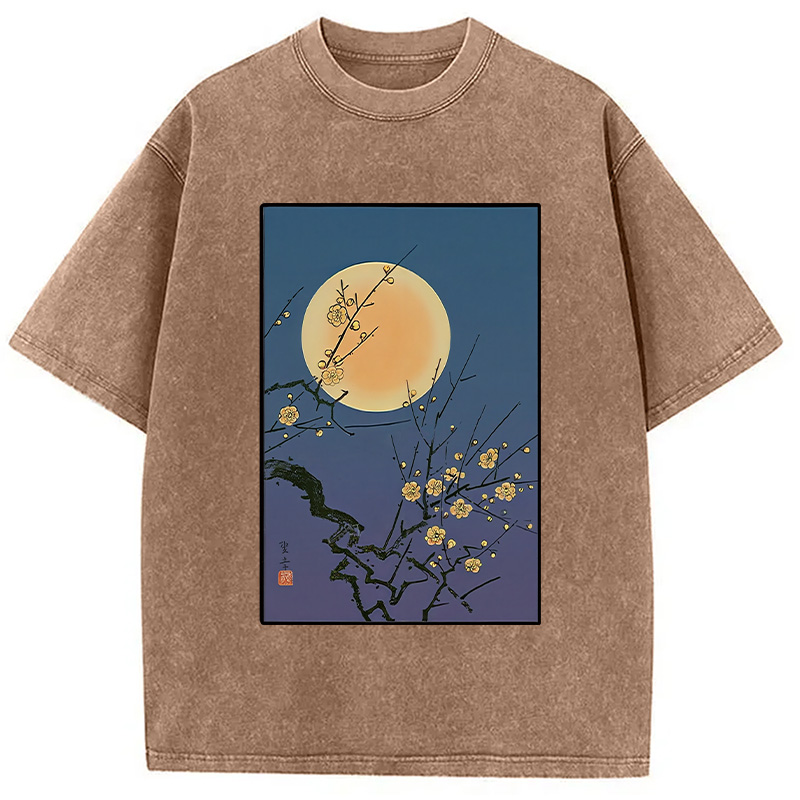 Modecanvas Vintage Moon Painting Washed T-Shirt