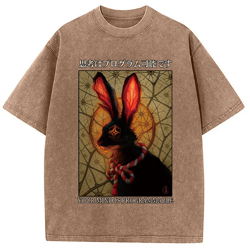 Modecanvas Funny Mind Is Programmable Rabbit Washed T-Shirt